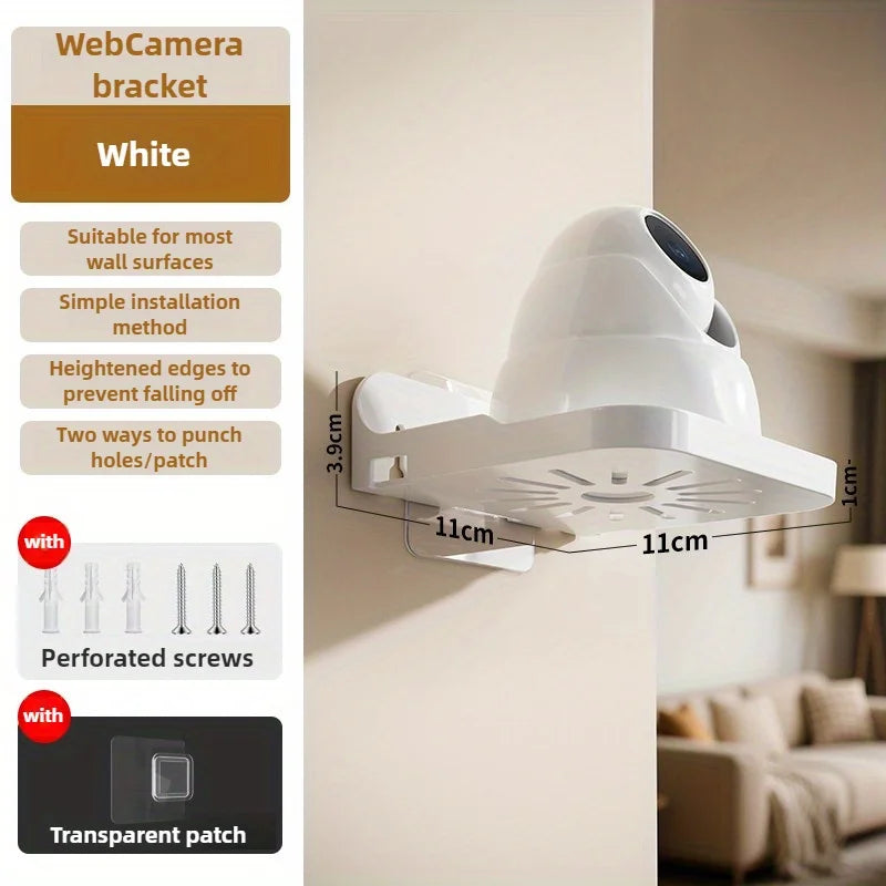 Two-pack clear camera wall mounts with transparent adhesive patch and punching screws