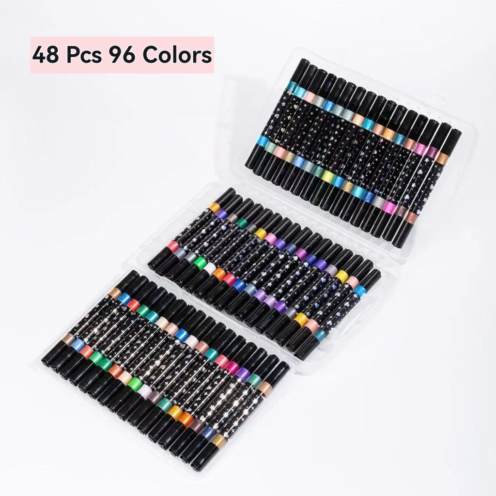 48 pcs 96 colors dual tip glitter markers in storage case