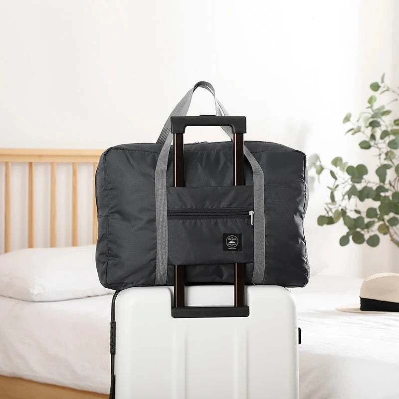 Foldable travel duffel bag - top view
