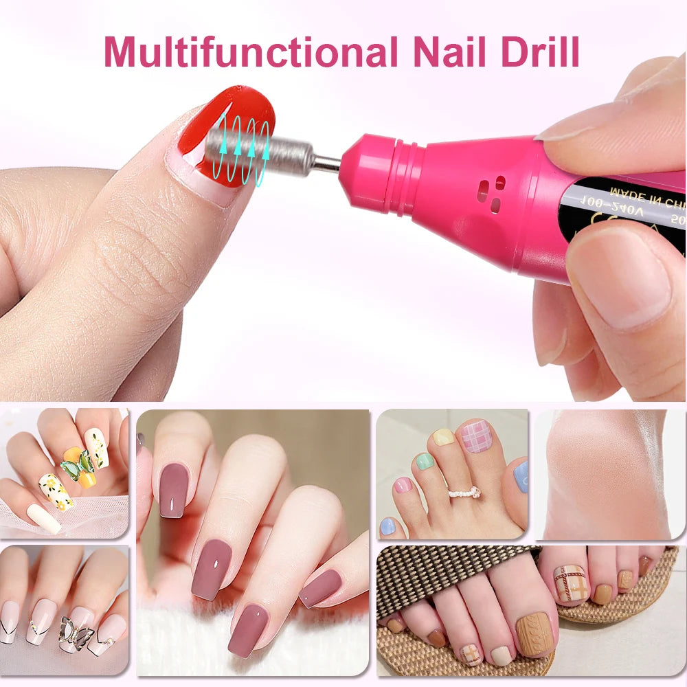 Electric nail drill kit 6-in-1 - manicure pedicure