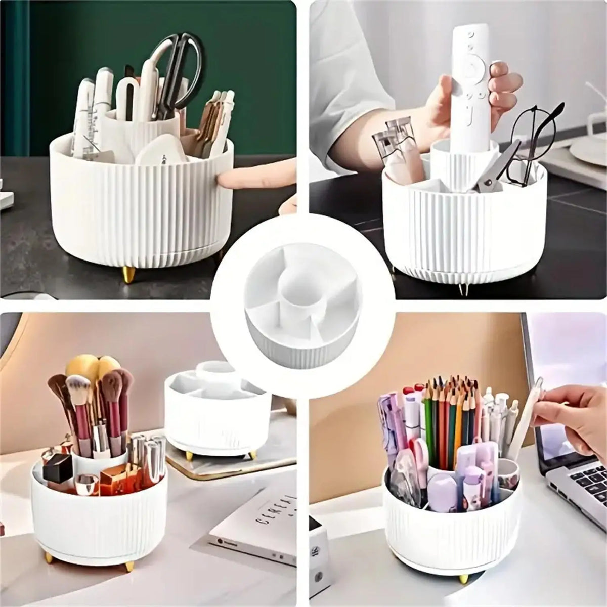 360 rotating makeup organizer - white
