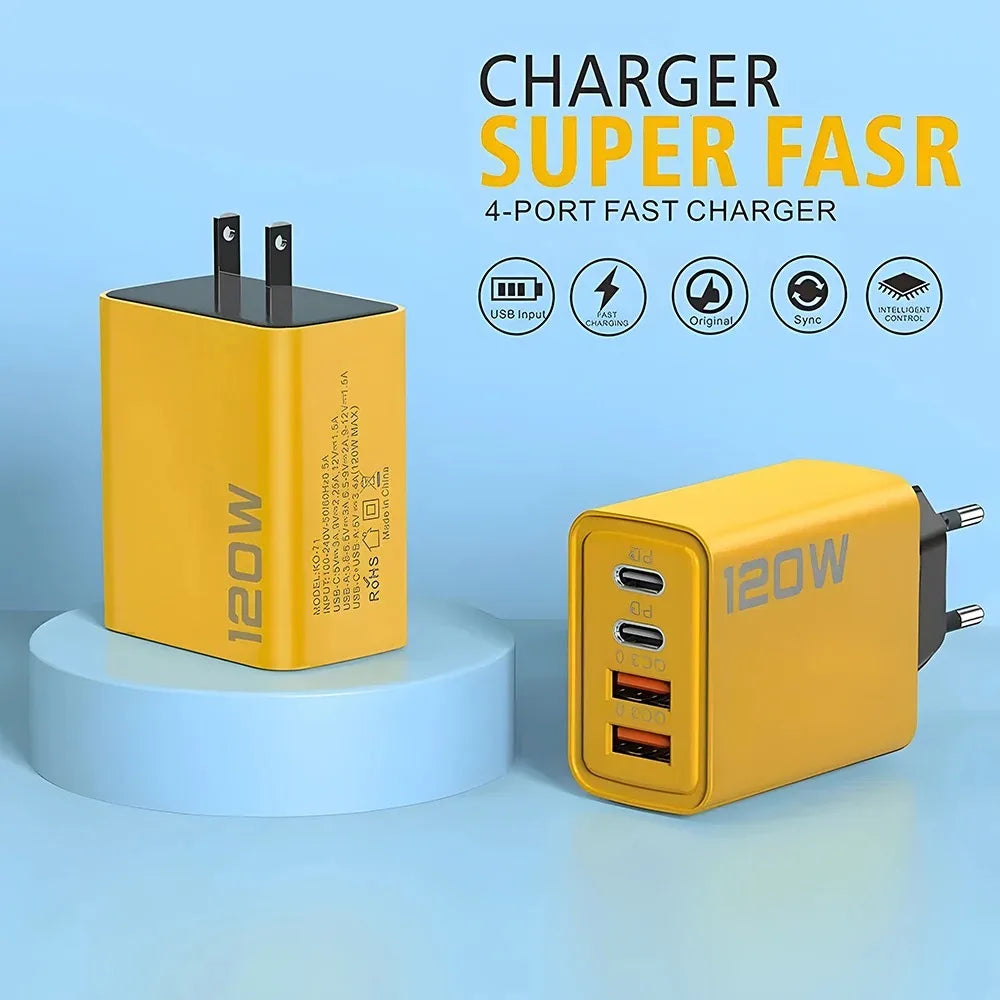 120W 4-port USB-C PD fast charger - detail close-up