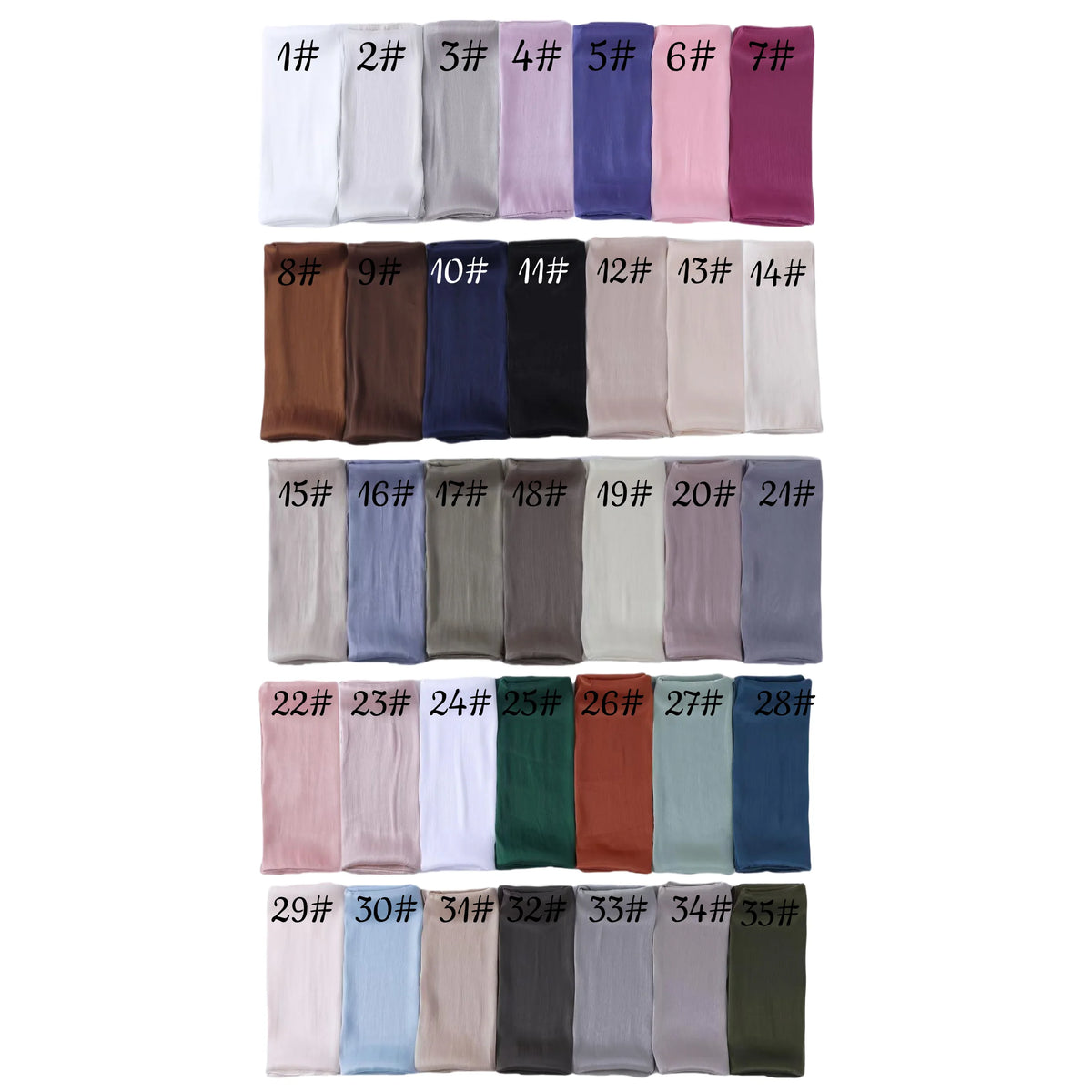 Satin Hijab Scarf – color chart | Velvetova