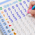 Handwriting practice book kids — child tracing numbers 0-100