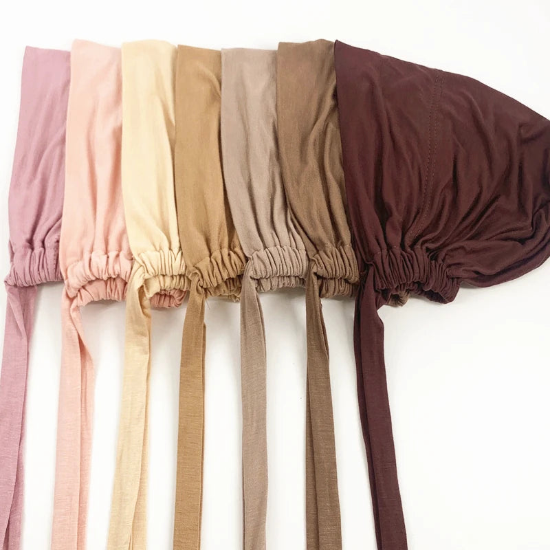 Hijab Undercap – flat lay color row | Velvetova