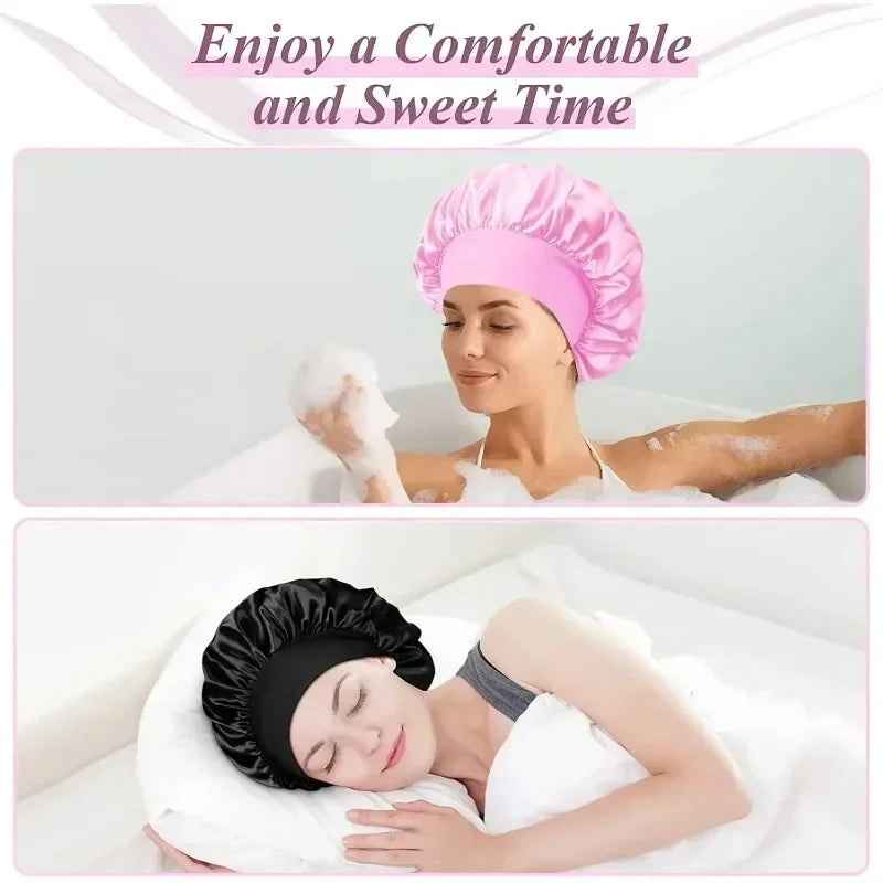 Silk satin bonnet for curly hair protection