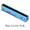 Wooden harmonica kids — blue little fish design