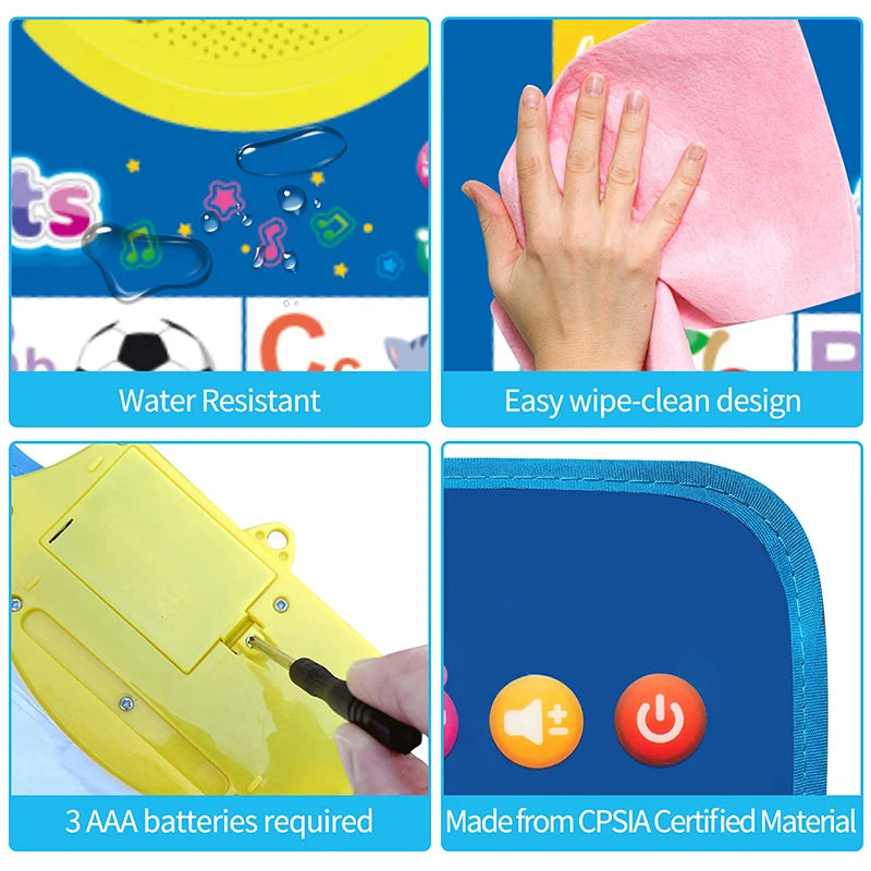 Talking ABC wall chart — water resistant, 3 AAA batteries, CPSIA material