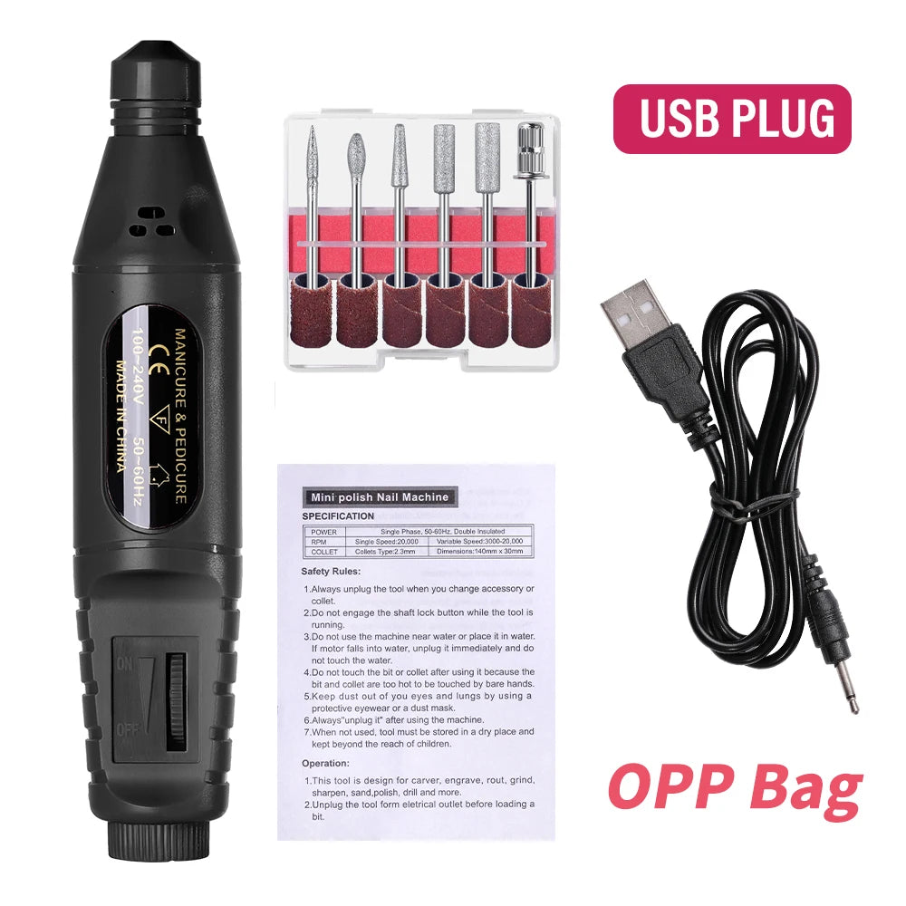 Electric nail drill kit 6-in-1 - manicure pedicure