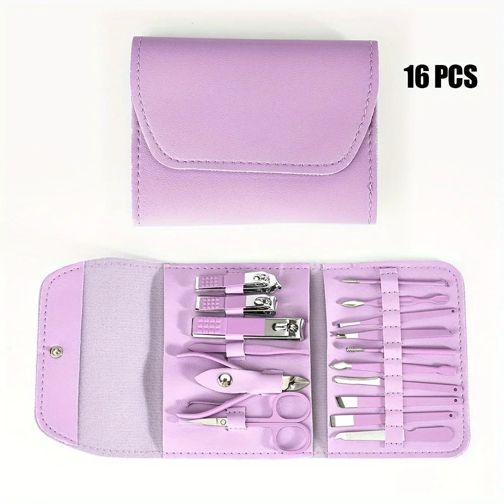 Nail clipper set with leather travel case