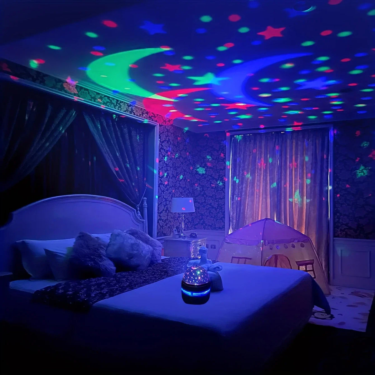 Star projector night light galaxy lamp - angle view