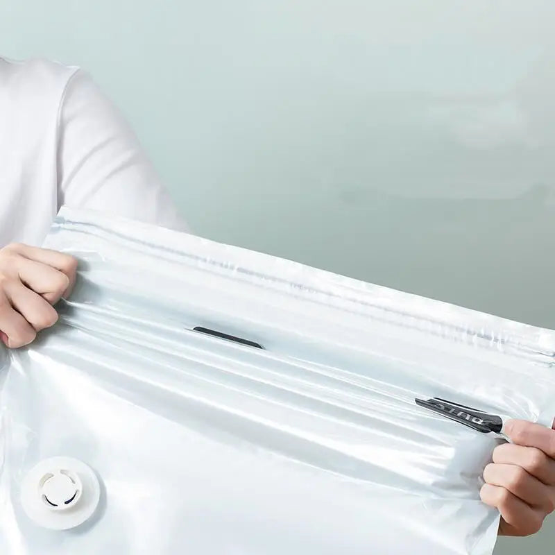 Close-up of double-track zipper seal on vacuum storage bag