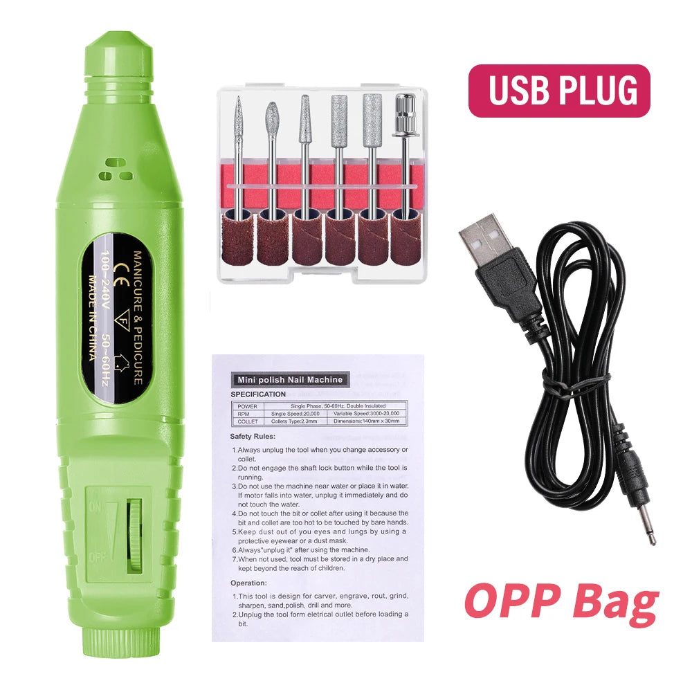 Electric nail drill kit 6-in-1 - manicure pedicure