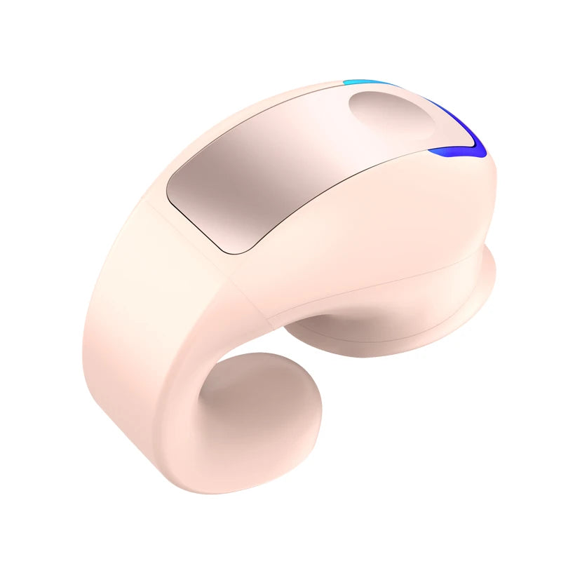 Bone conduction earphones pink clip-on earpiece product shot