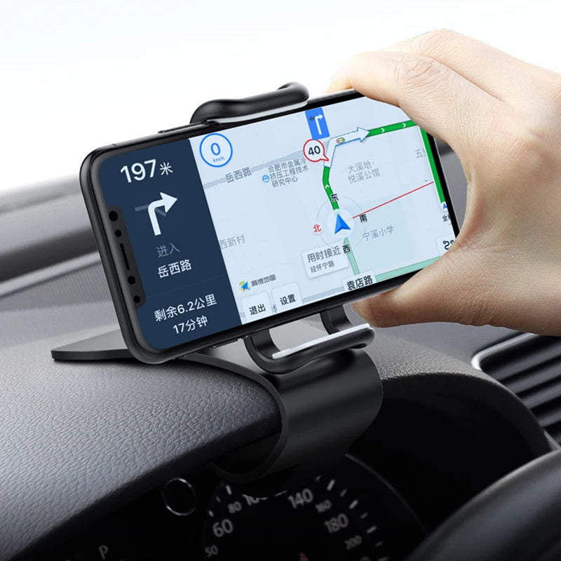 Car phone holder mount hand placing phone dashboard navigation