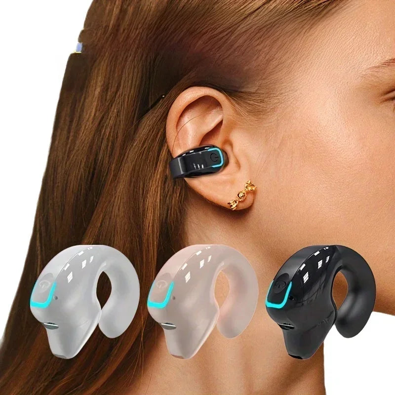 Bone conduction earphones clip-on worn on ear with color options