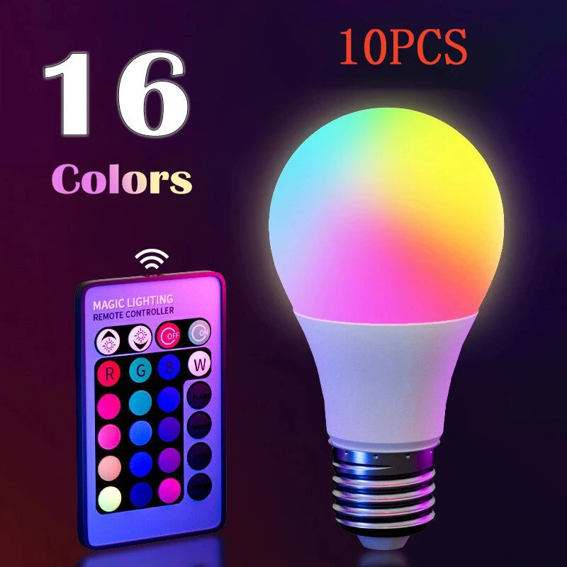 RGB LED color changing bulb with remote - in use