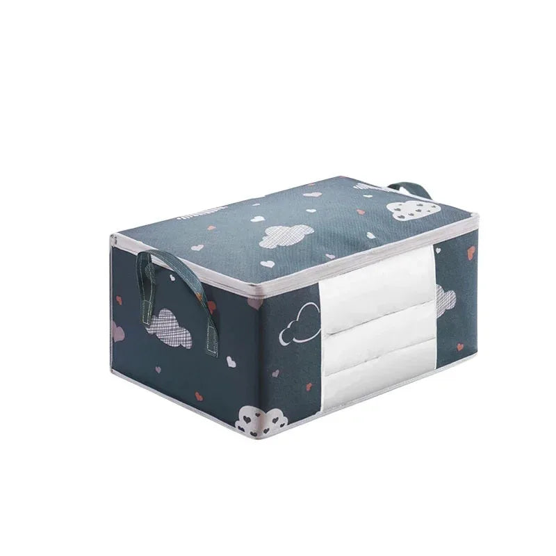 Blue large storage tote bag on white background