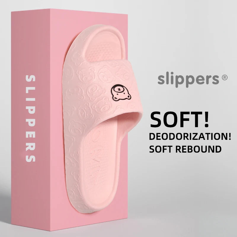 Cute bear non-slip slippers - front view