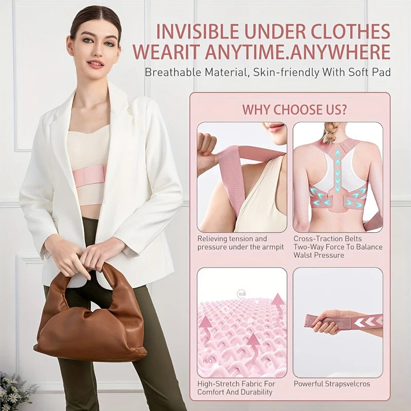 Posture corrector back brace invisible under clothes features
