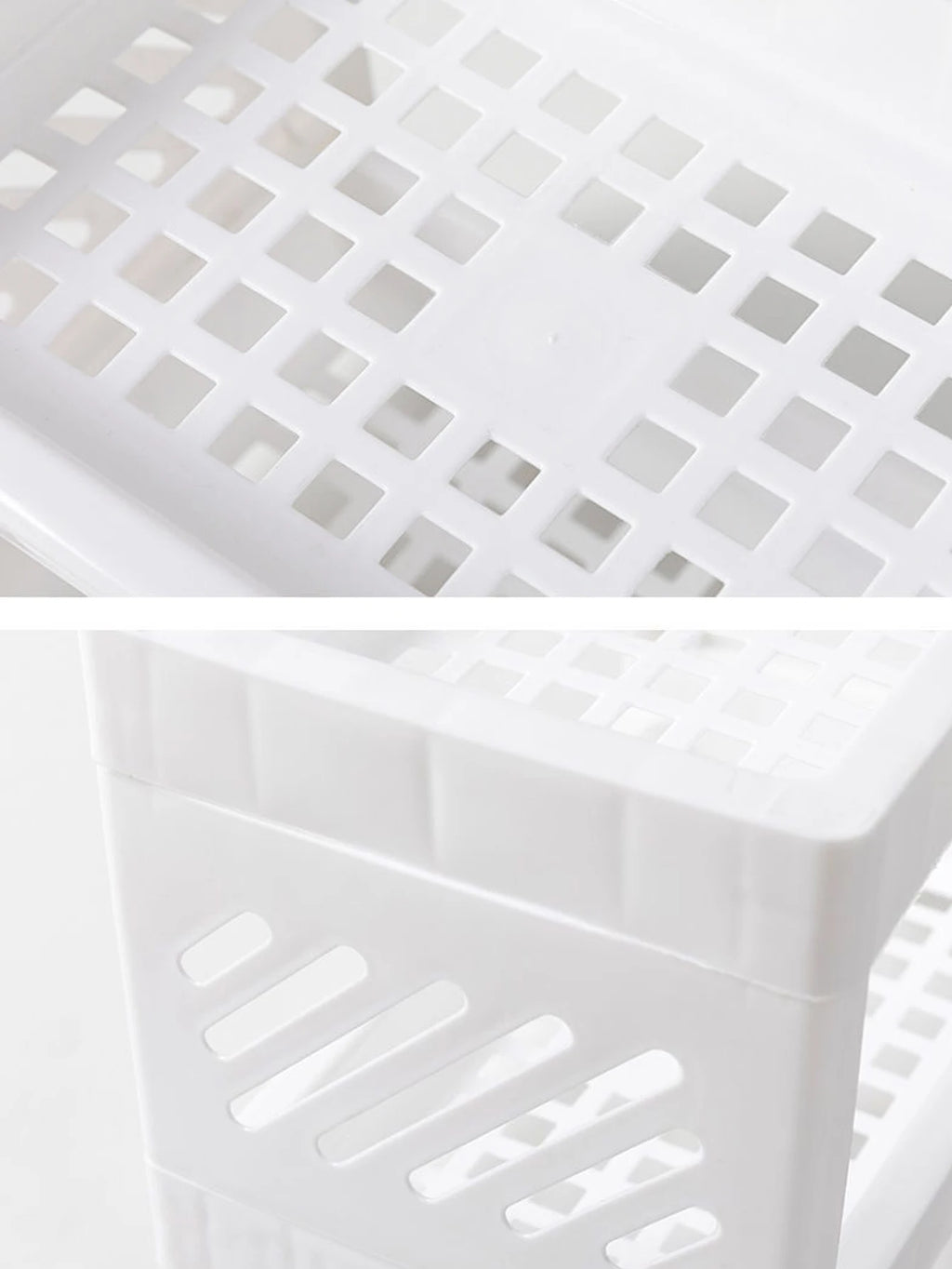 Close-up of ventilated grid detail on desktop organizer