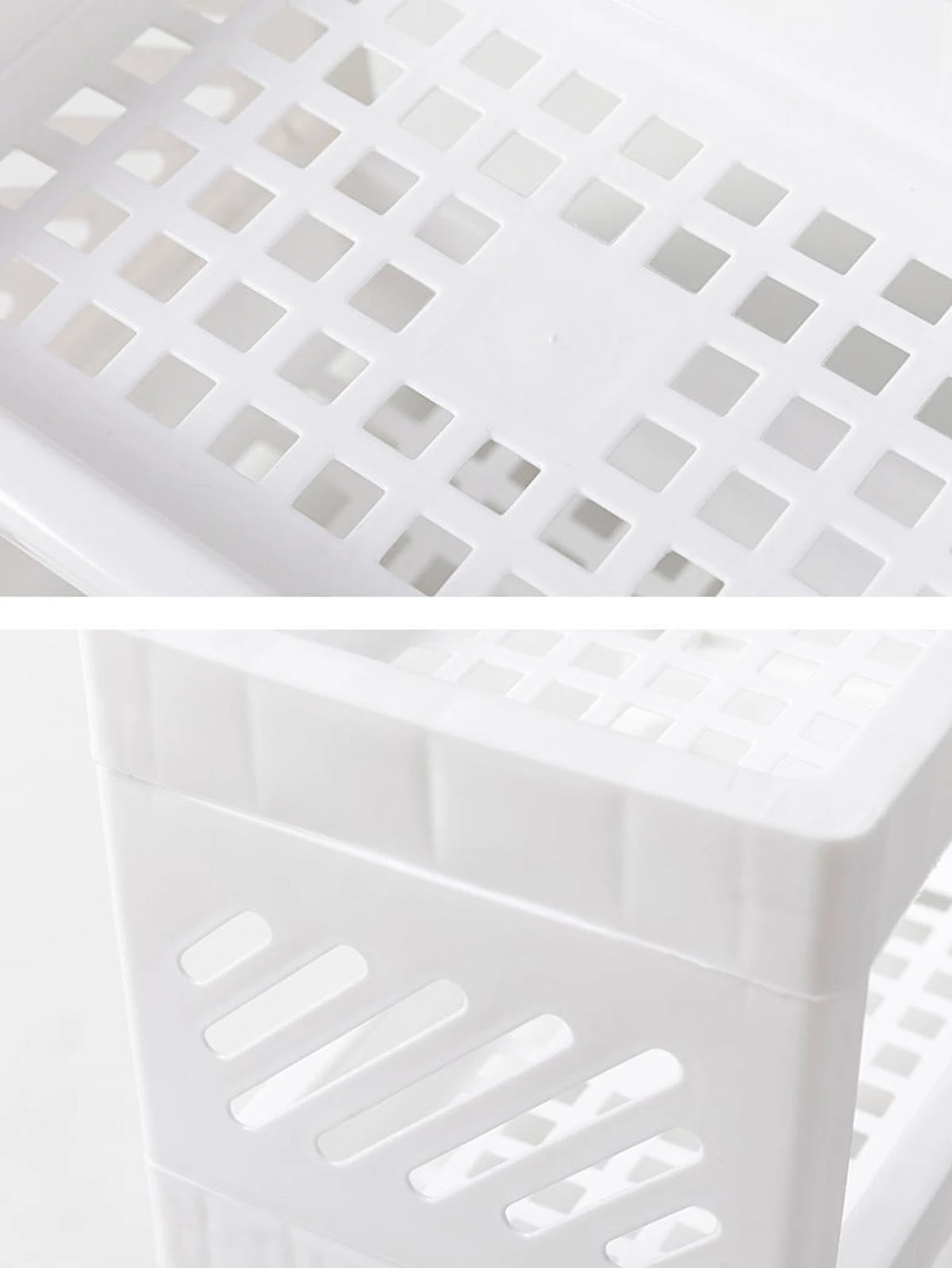 Close-up of ventilated grid detail on desktop organizer