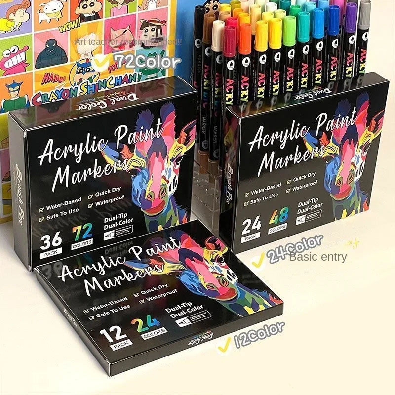 Acrylic paint markers boxed sets, 12 to 72 colors
