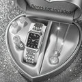 Rhinestone watch set women – silver set black dial