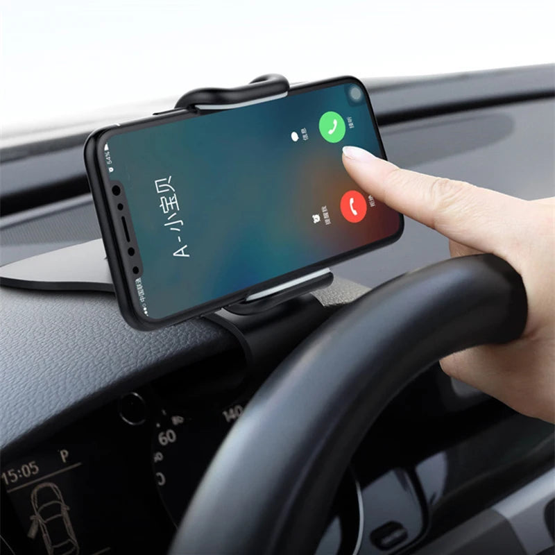 Car phone holder mount dashboard answering call closeup
