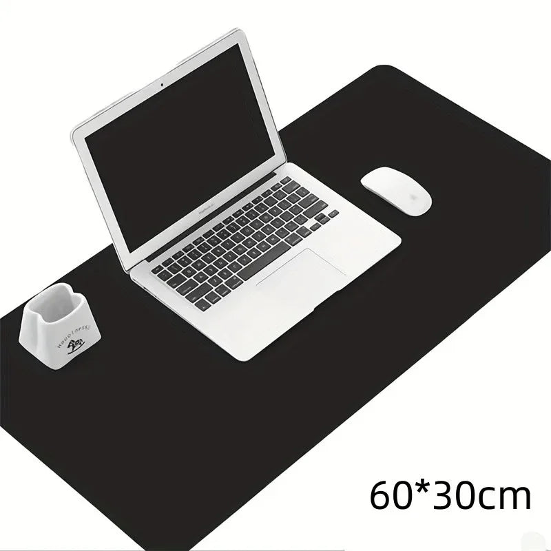 Black leather desk pad 60x30cm with laptop