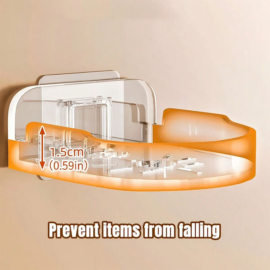 Clear camera wall mount with 1.5cm heightened edges to prevent items from falling