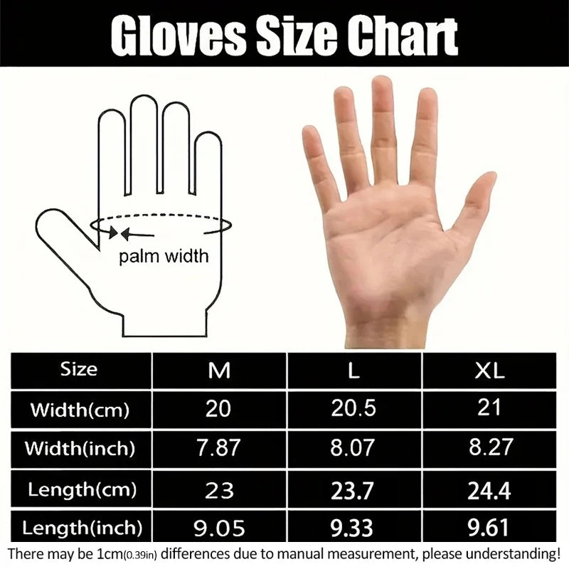 Touchscreen winter gloves size chart M L XL