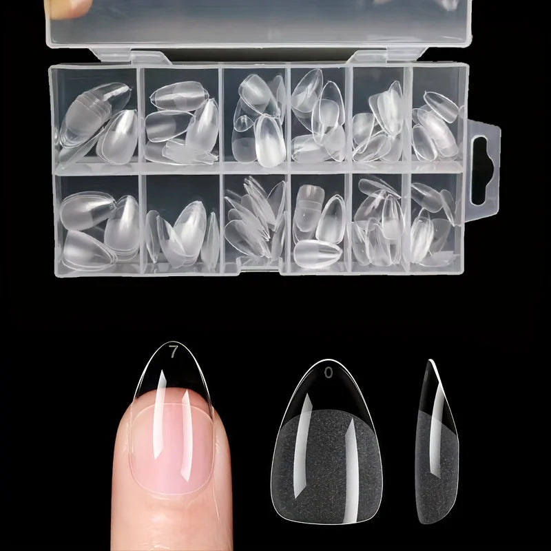 Clear full cover nail tips in storage case