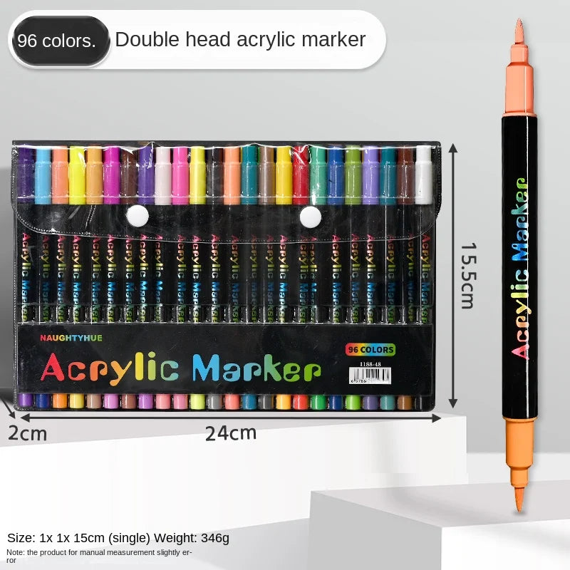 72 color double head acrylic paint marker set with dimensions