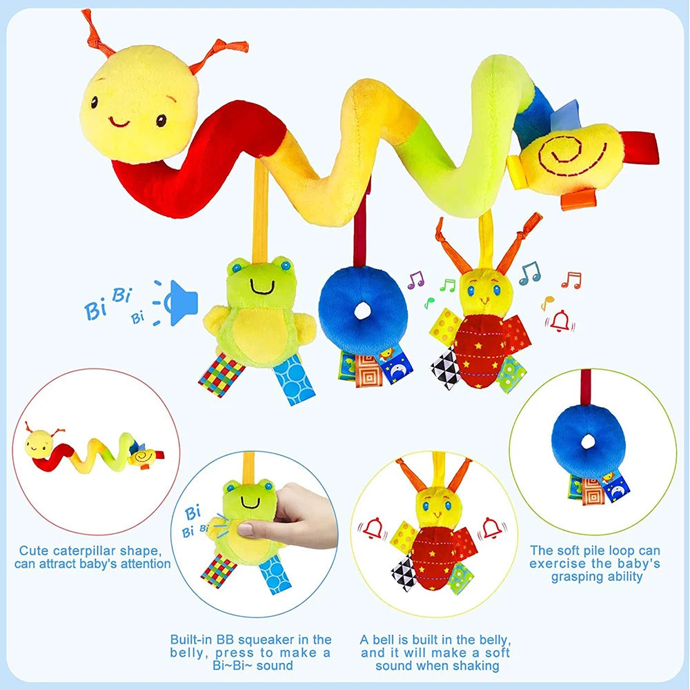 Crib hanging toys — caterpillar design with rattle features