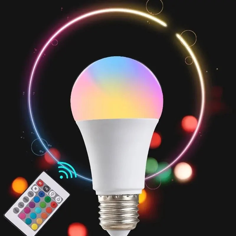 RGB LED color changing bulb with remote - detail close-up