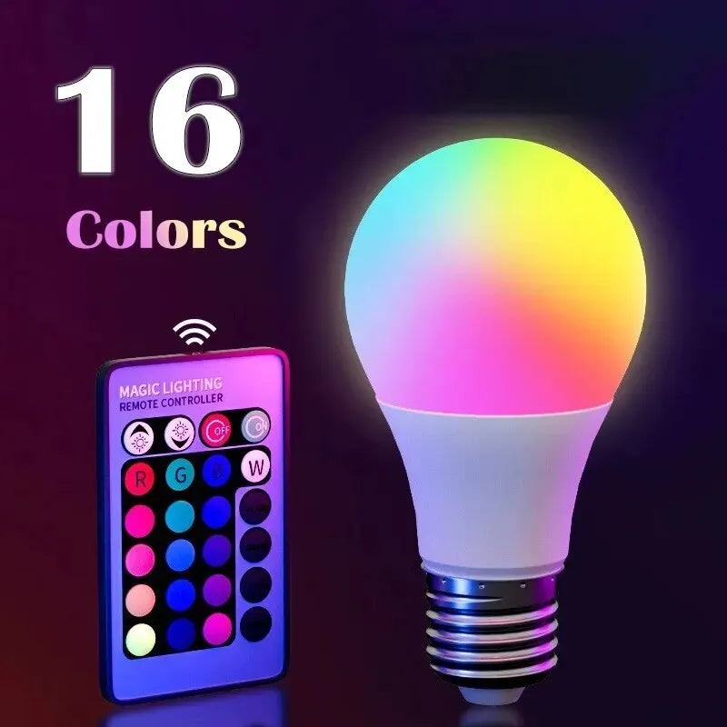 RGB LED color changing bulb with remote - front view