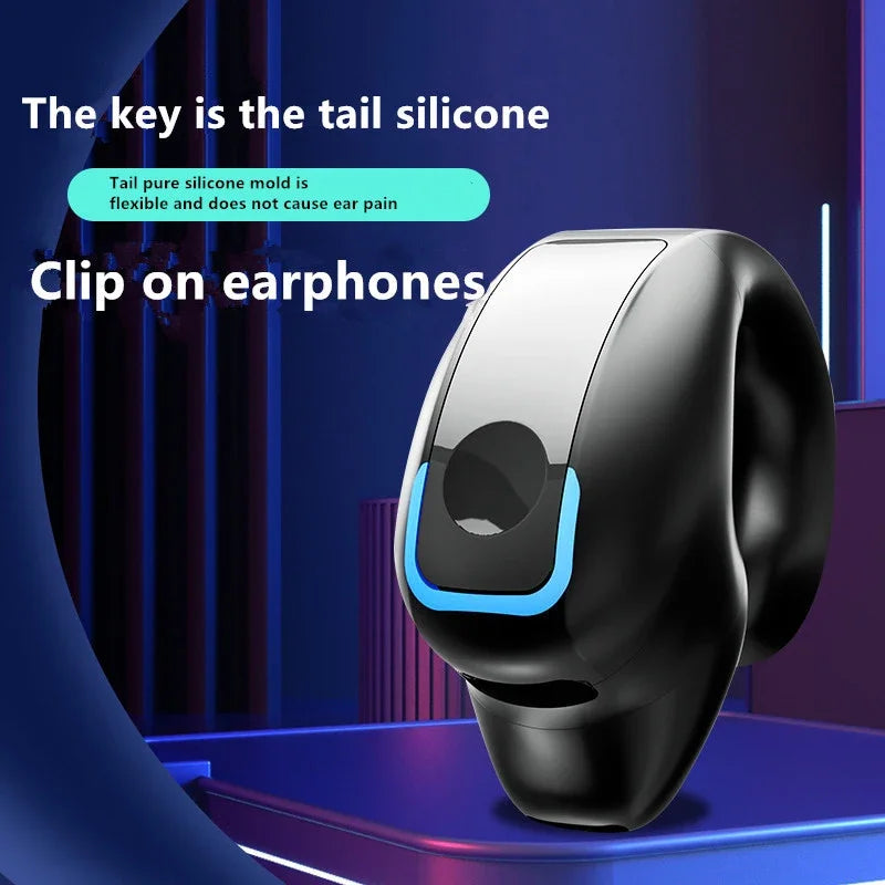 Bone conduction earphones clip-on earbuds tail silicone design detail